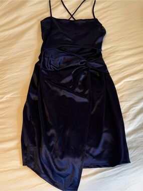 Windsor Navy Satin Mini Dress with Cutout